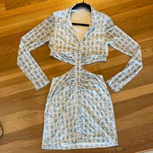 Light blue retro cut out dress